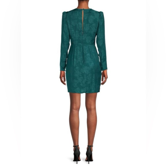 BCBGMAXAZRIA Floral Draped Mini Asymmetric Dress Size 4 - Picture 4 of 5